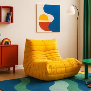 Sofá tipo puf Caterpillar para adultos, sofá de suelo de pana Togo, asiento reclinable, rincón de lectura acogedor, decoración para sala de estar y dormitorio. imagen 2