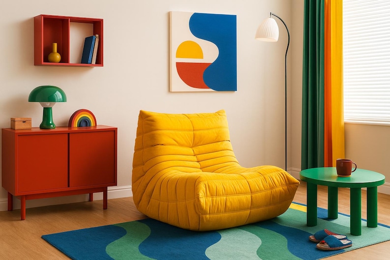 Sofá tipo puf Caterpillar para adultos, sofá de suelo de pana Togo, asiento reclinable, rincón de lectura acogedor, decoración para sala de estar y dormitorio. imagen 2