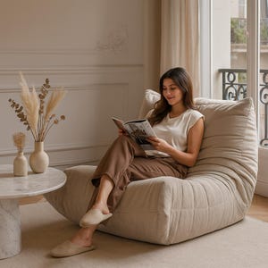 Sofá tipo puf Caterpillar para adultos, sofá de suelo de pana Togo, asiento reclinable, rincón de lectura acogedor, decoración para sala de estar y dormitorio. imagen 4