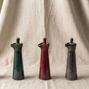 Japanese Ceramic Oil Dispenser Bottle, Stoneware Vinegar Cruet, Rustic Farmhouse Kitchen Decor, Japandi Olive Oil Pourer, Wabi Sabi Art