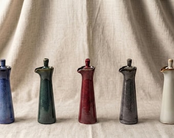 Dispensador de aceite de cerámica japonesa, vinagrera de gres, decoración rústica de cocina de granja, vertedor de aceite de oliva Japandi, arte Wabi Sabi