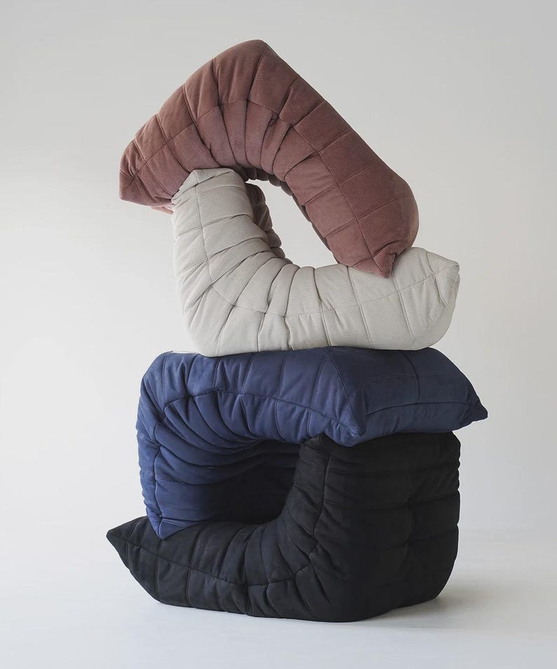 Sofá tipo puf Caterpillar para adultos, sofá de suelo de pana Togo, asiento reclinable, rincón de lectura acogedor, decoración para sala de estar y dormitorio. imagen 1