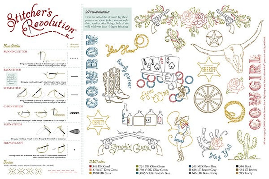 Wild Wild West Embroidery Pattern Etsy