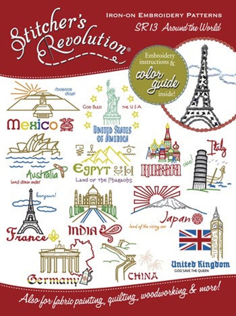 Around the world embroidery pattern  etsy