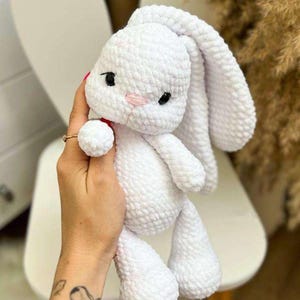 Soft Bunny Amigurumi PDF Pattern, Plush Crochet Rabbit Tutorial, Long Ear Bunny Toy Pattern, Easy Beginner-Friendly PDF