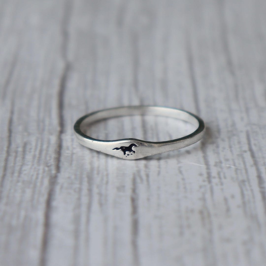 Small Rectangle Riding Ring Tiny Horse Ring, 925 Sterling Silver, Minimalist Dainty Equestrian ...