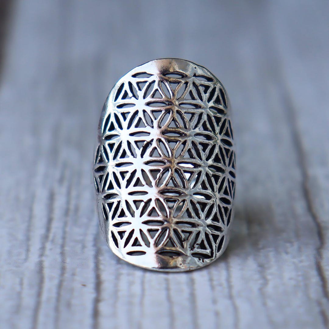 Sacred Geometry Ring, Flower of Life Ring, Statement Ring, 925 Sterling ...