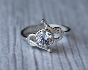 Anillo de topacio blanco hecho a mano, sello de plata de ley 925