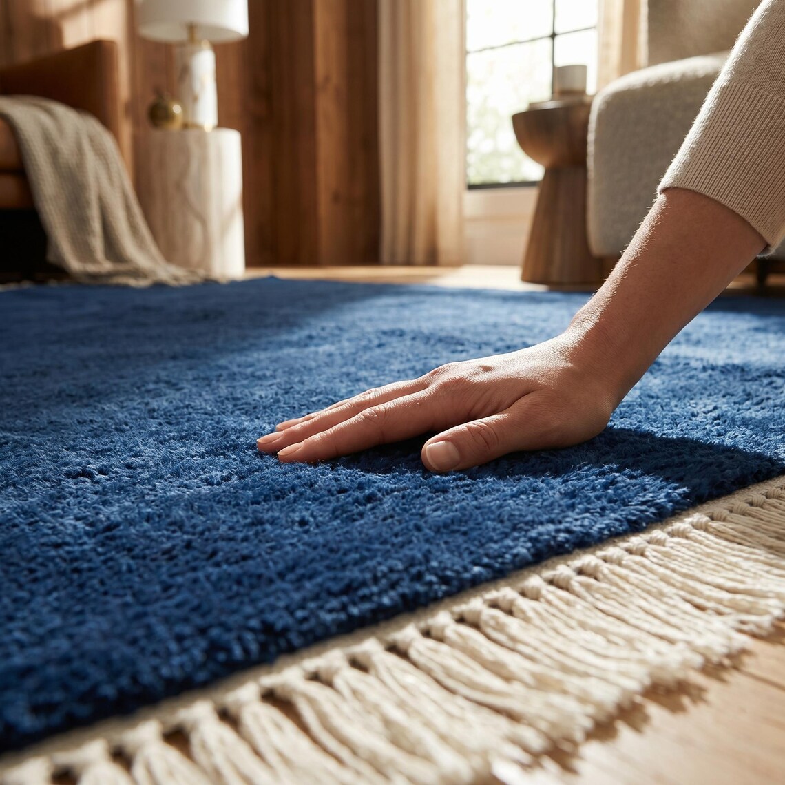 Navy Plain — hand tufted rug by Ansari Rugs