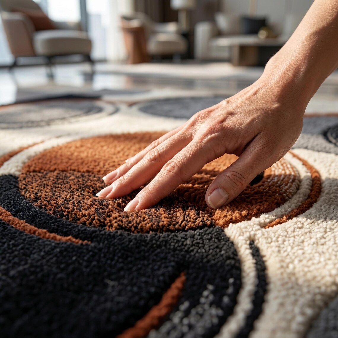 Rust Orbit — hand tufted rug by Ansari Rugs