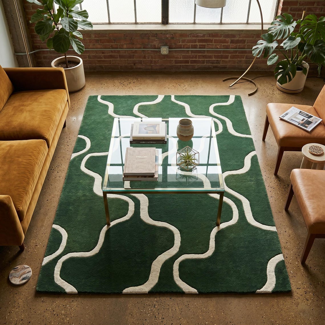 Emerald Ripple — hand tufted rug by Ansari Rugs