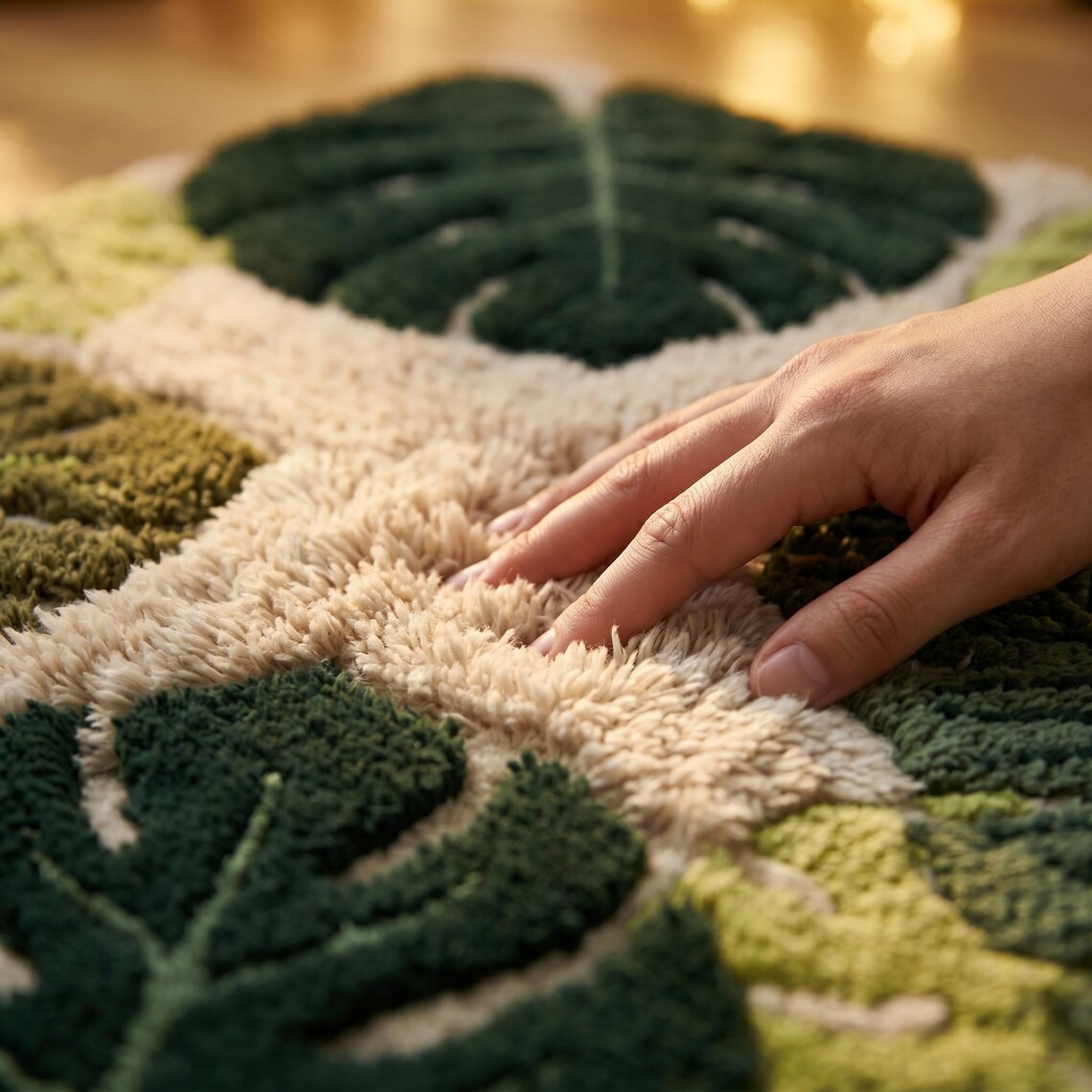 Forest Monstera — hand tufted rug by Ansari Rugs