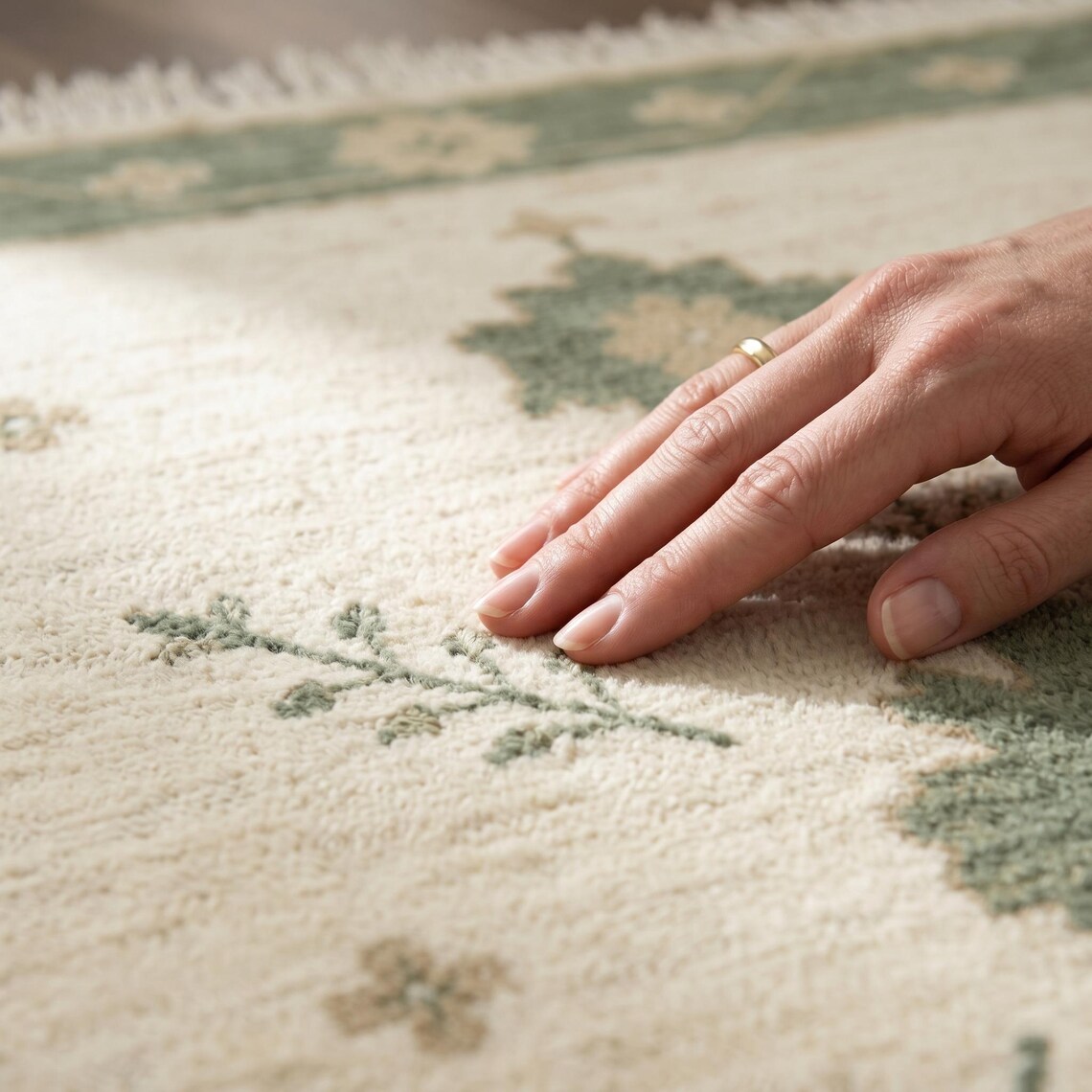 Sage Botanical Durrie — flatweave durrie rug by Ansari Rugs