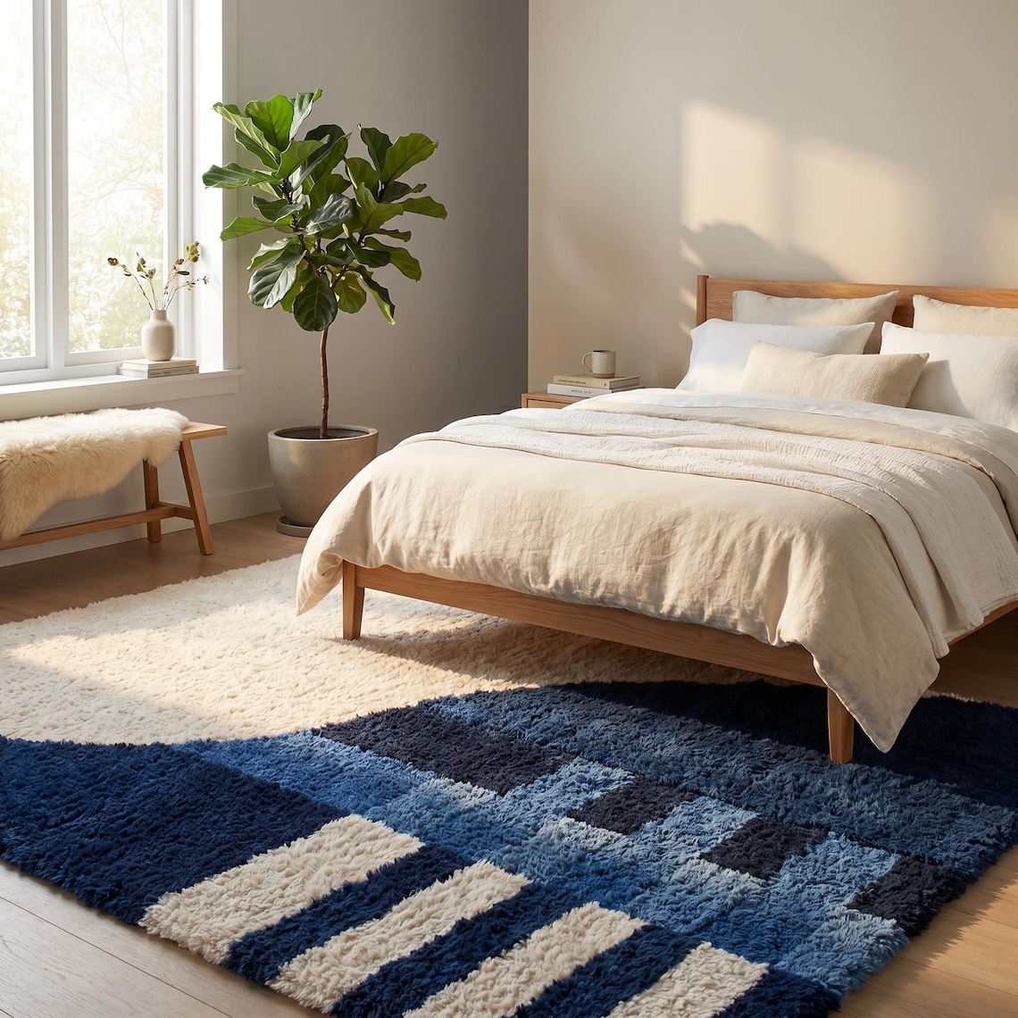 Navy Architecture II — hand tufted rug by Ansari Rugs