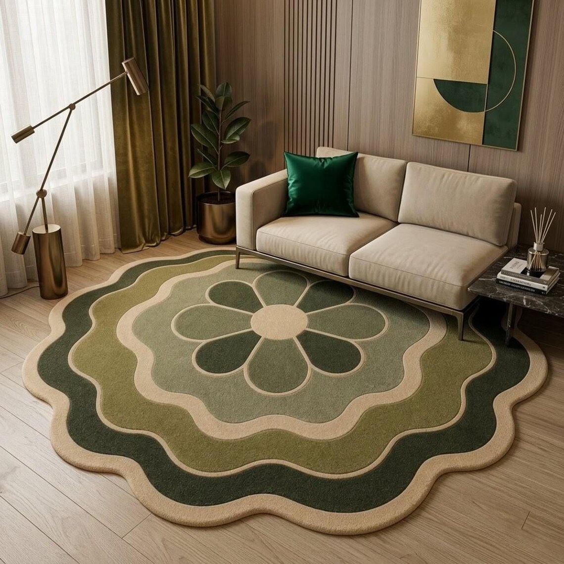 Sage Daisy Round — hand tufted rug by Ansari Rugs