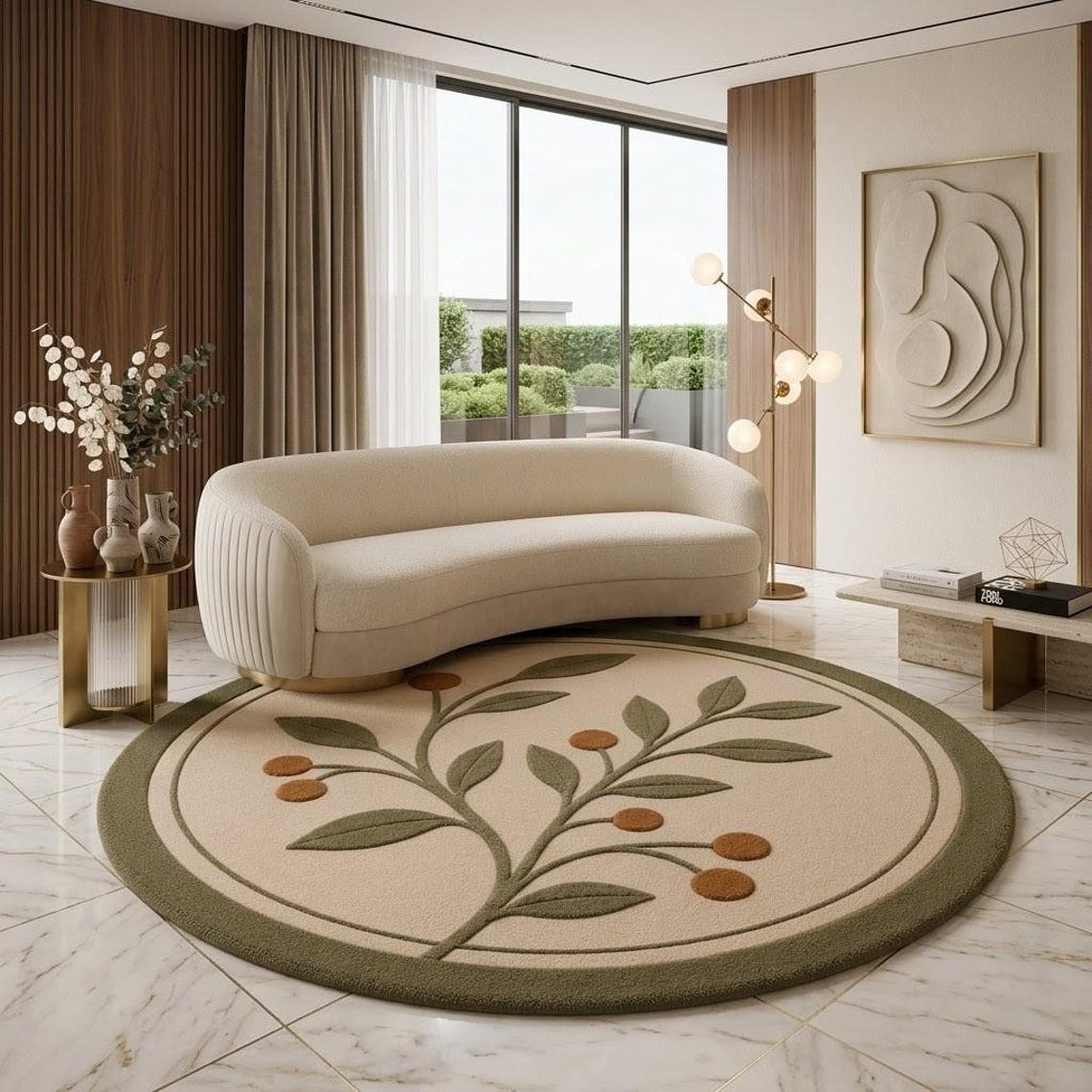 Olive Branch Round — hand tufted rug by Ansari Rugs
