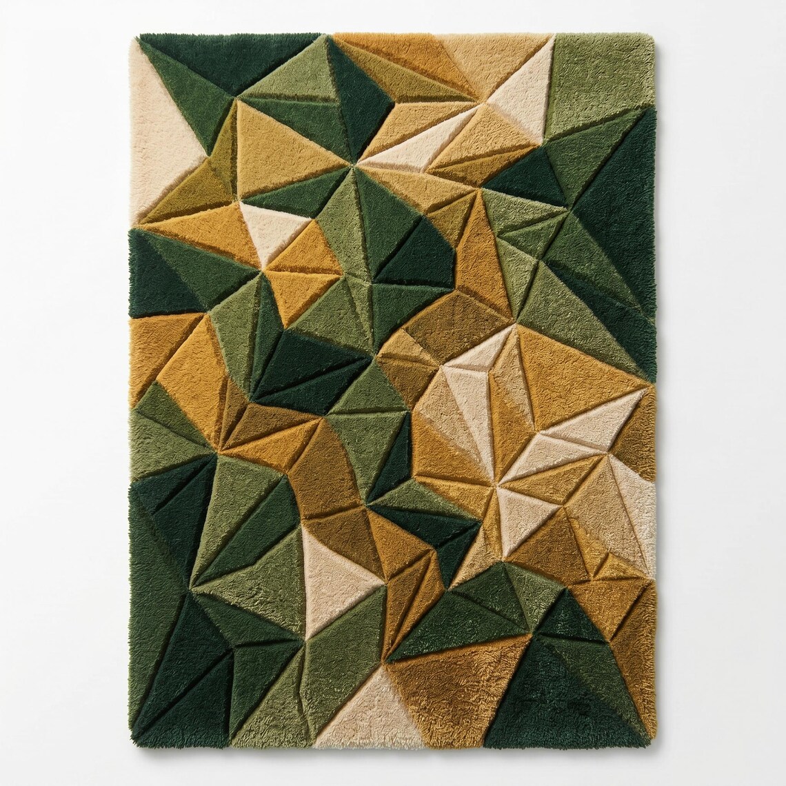 Emerald & Ochre Facets — hand tufted rug by Ansari Rugs
