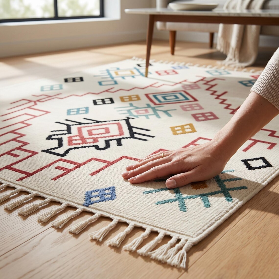 Cream Tribal — hand tufted rug by Ansari Rugs