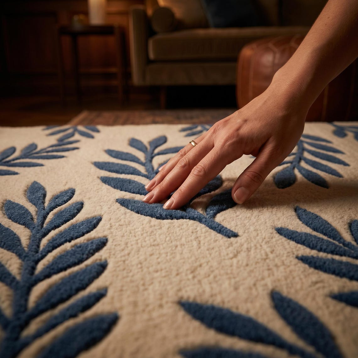Blue Branch — hand tufted rug by Ansari Rugs
