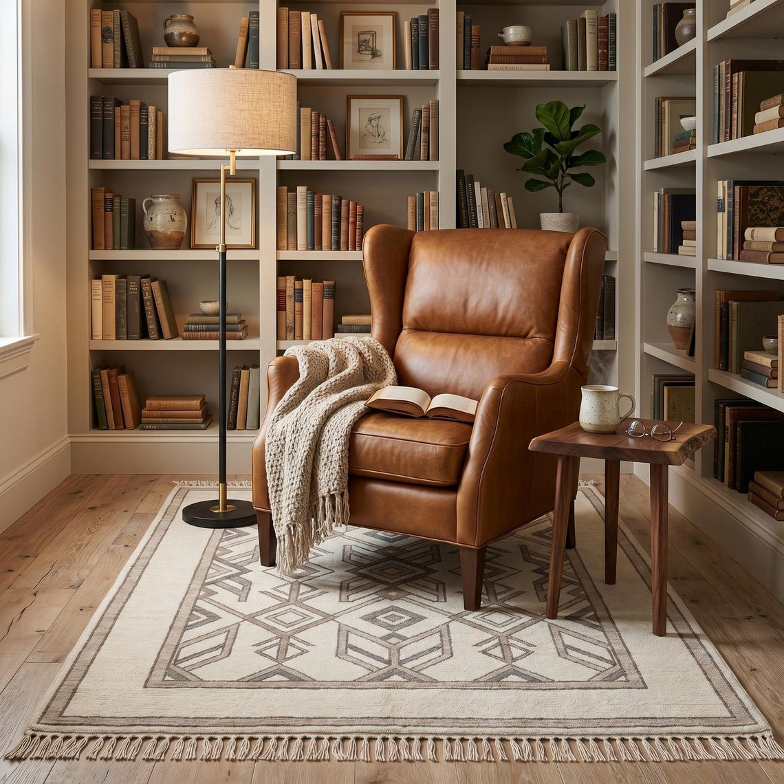 Ivory Geometry Durrie — flatweave durrie rug by Ansari Rugs