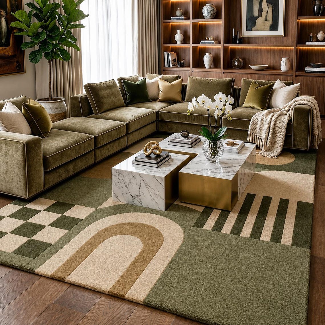 Sage Geometry — hand tufted rug by Ansari Rugs