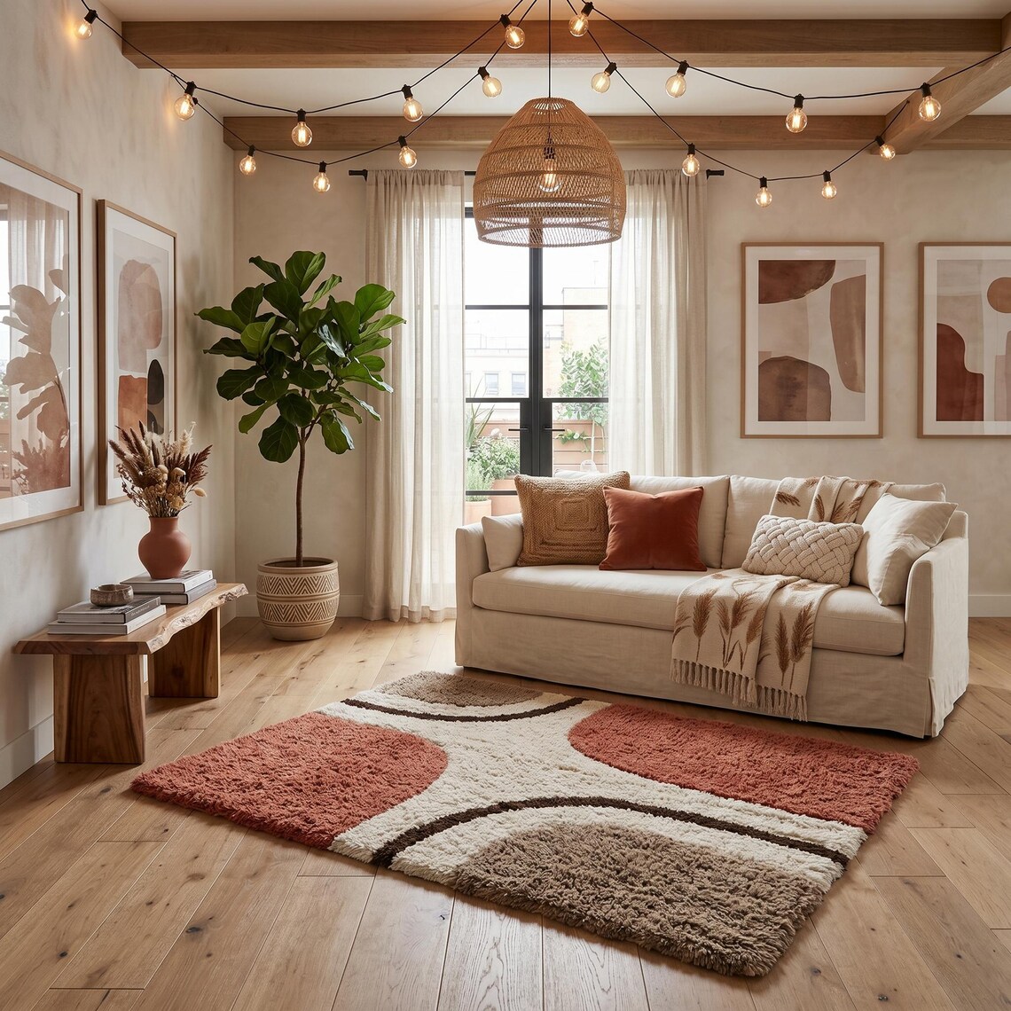 Terracotta Waves — hand tufted rug by Ansari Rugs