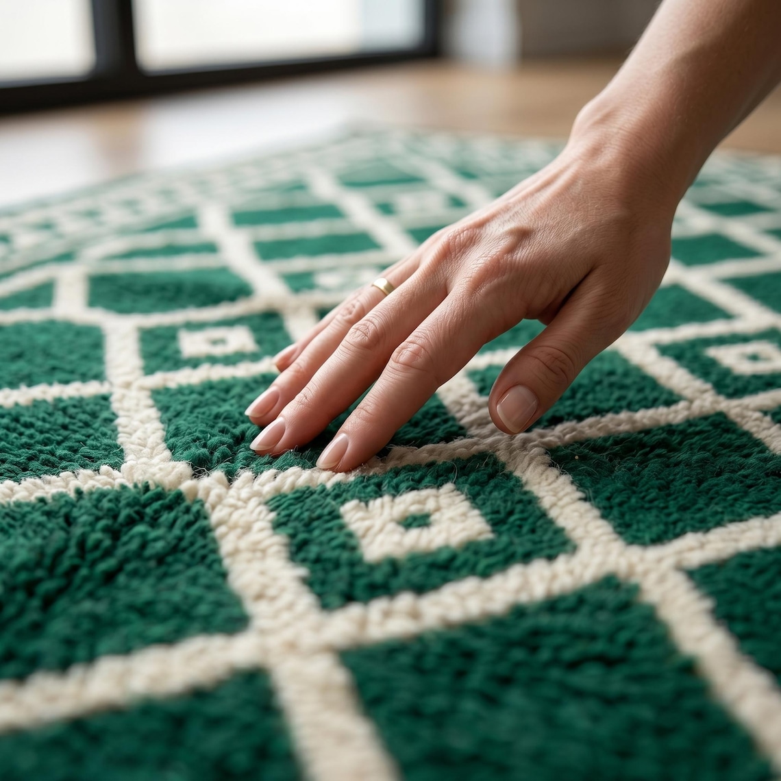 Emerald Lattice — hand tufted rug by Ansari Rugs