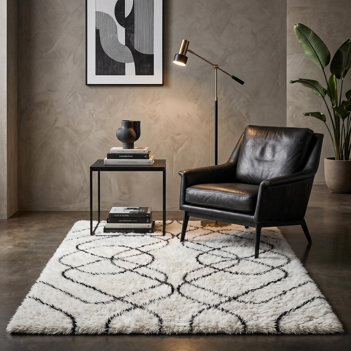 Moroccan Lattice Shag — hand tufted rug by Ansari Rugs