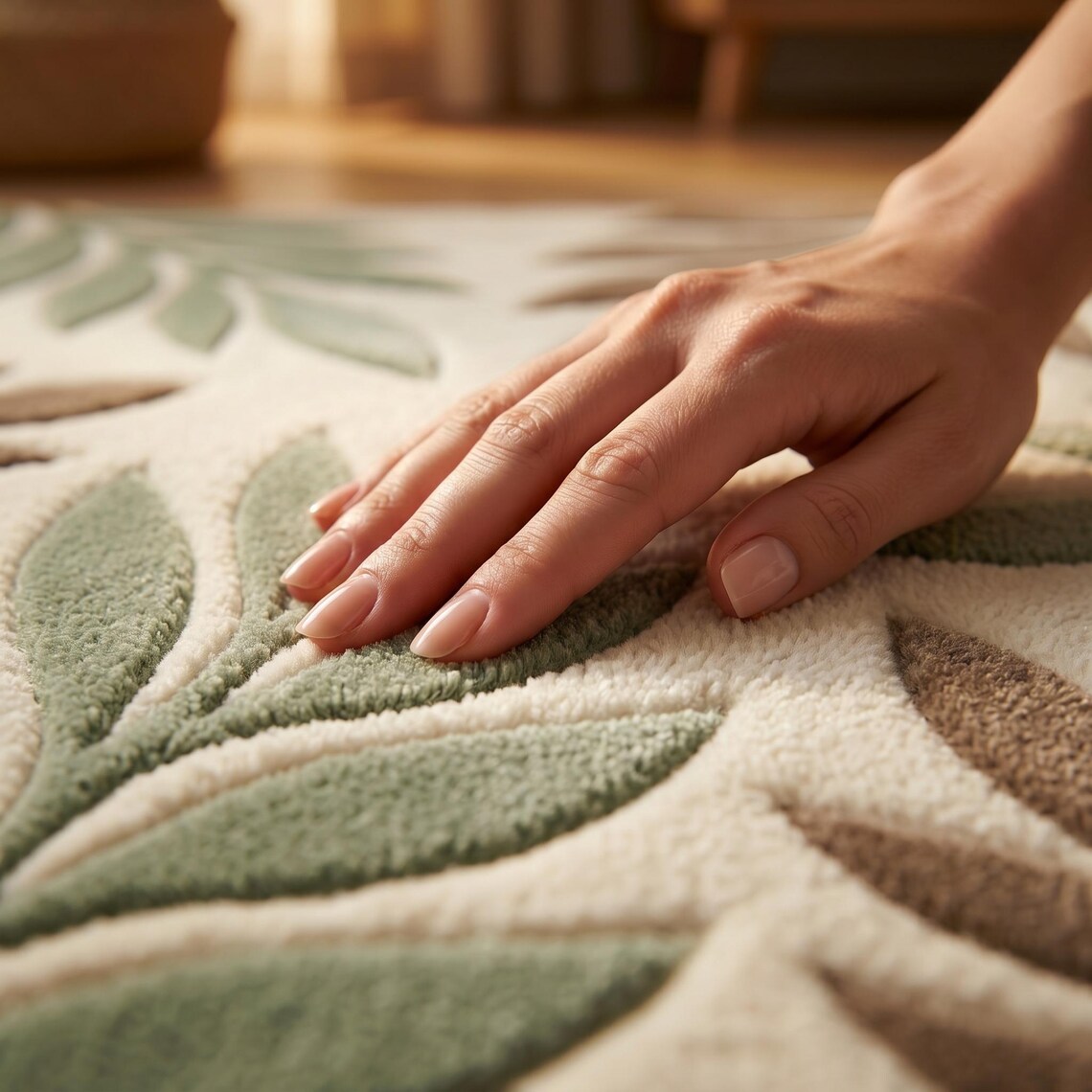 Carved Sage Leaf — hand tufted rug by Ansari Rugs