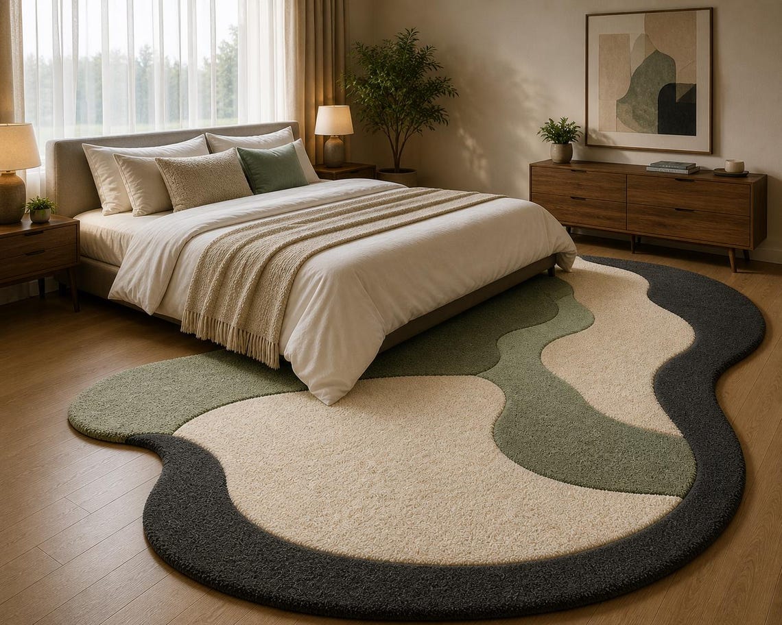 Olive Silhouette — hand tufted rug by Ansari Rugs