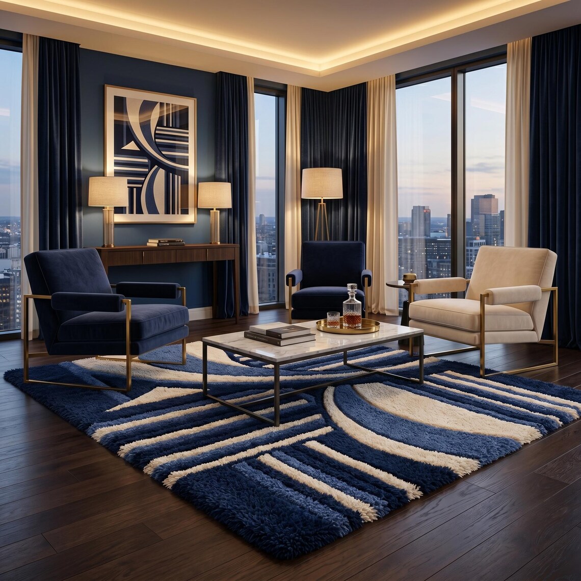 Navy Architecture — hand tufted rug by Ansari Rugs