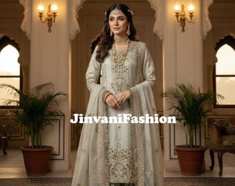 Hand Embroidered Zardosi & Gota Patti Pakistani Nikah dress, Gharara suit, Bridal Kurta Gharara Set with Dupatta