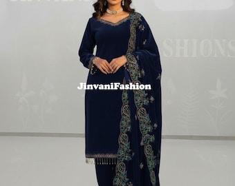 Velvet Salwar Kameez Suit, Pakistani Wedding Party Wear