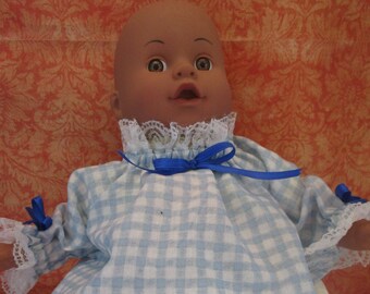Blue checked pajamas for 13 inch doll
