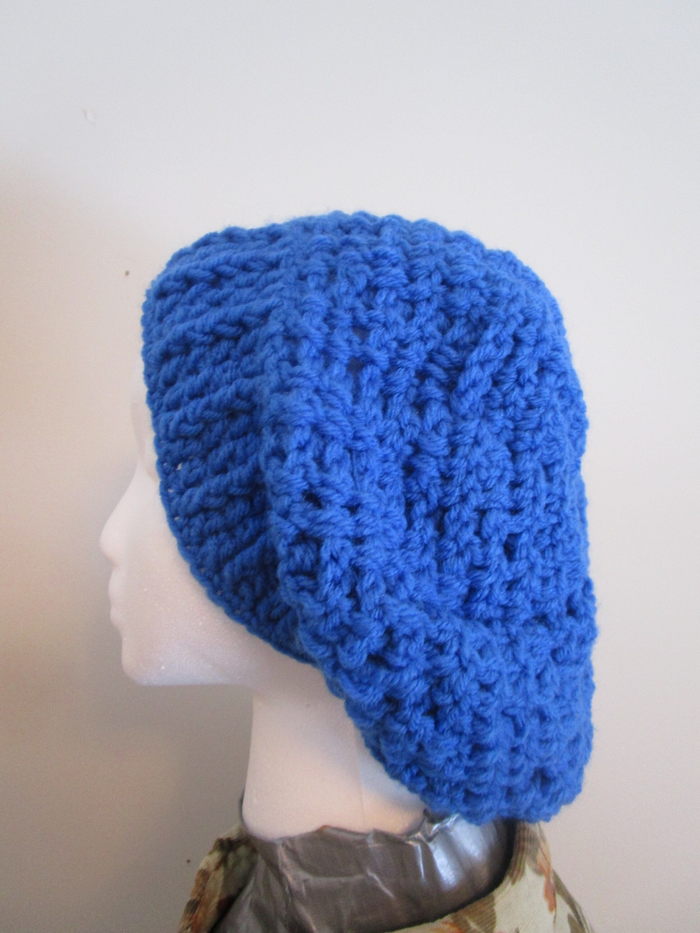 Blue Crochet Slouchy Hat - Etsy