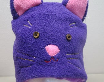 purple fleece cat hat