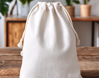 Sacs réutilisables en mousseline de coton 100 % coton biologique à double cordon de serrage