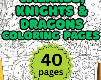 Wizards, Knights and Dragons Coloring Pages for Kids (PDF)
