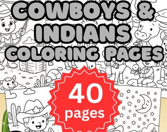 Cowboys and Indians Coloring Pages for Kids (PDF)