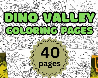 Dino Valley Coloring Pages for Kids, Adorable and Cute Baby Dinosaurs Coloring Sheet Activities