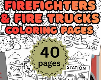 Firefighters and Fire Trucks Coloring Pages for Kids (PDF)
