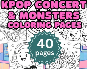 KPop Concert and Monsters Coloring Pages for Kids (PDF)