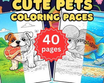 Cute Pets Coloring Pages for Kids and Adults | Adorable Dogs, Cats and Animals