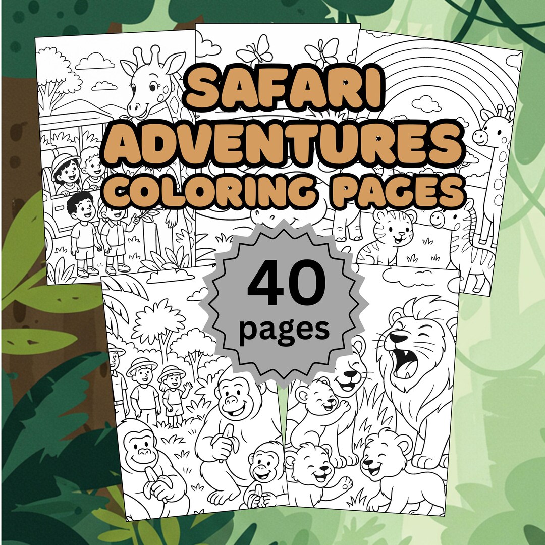 Safari Adventures Coloring Pages for Kids (PDF) - Etsy