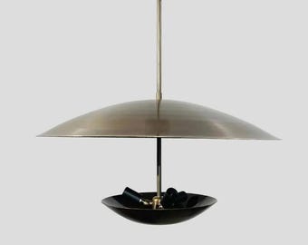 Mid-Century-Kronleuchter aus gebürstetem Chrom, 3-flammige Deckenleuchte, Pendelleuchte aus italienischem Rohmessing, moderne Wohnzimmerleuchte