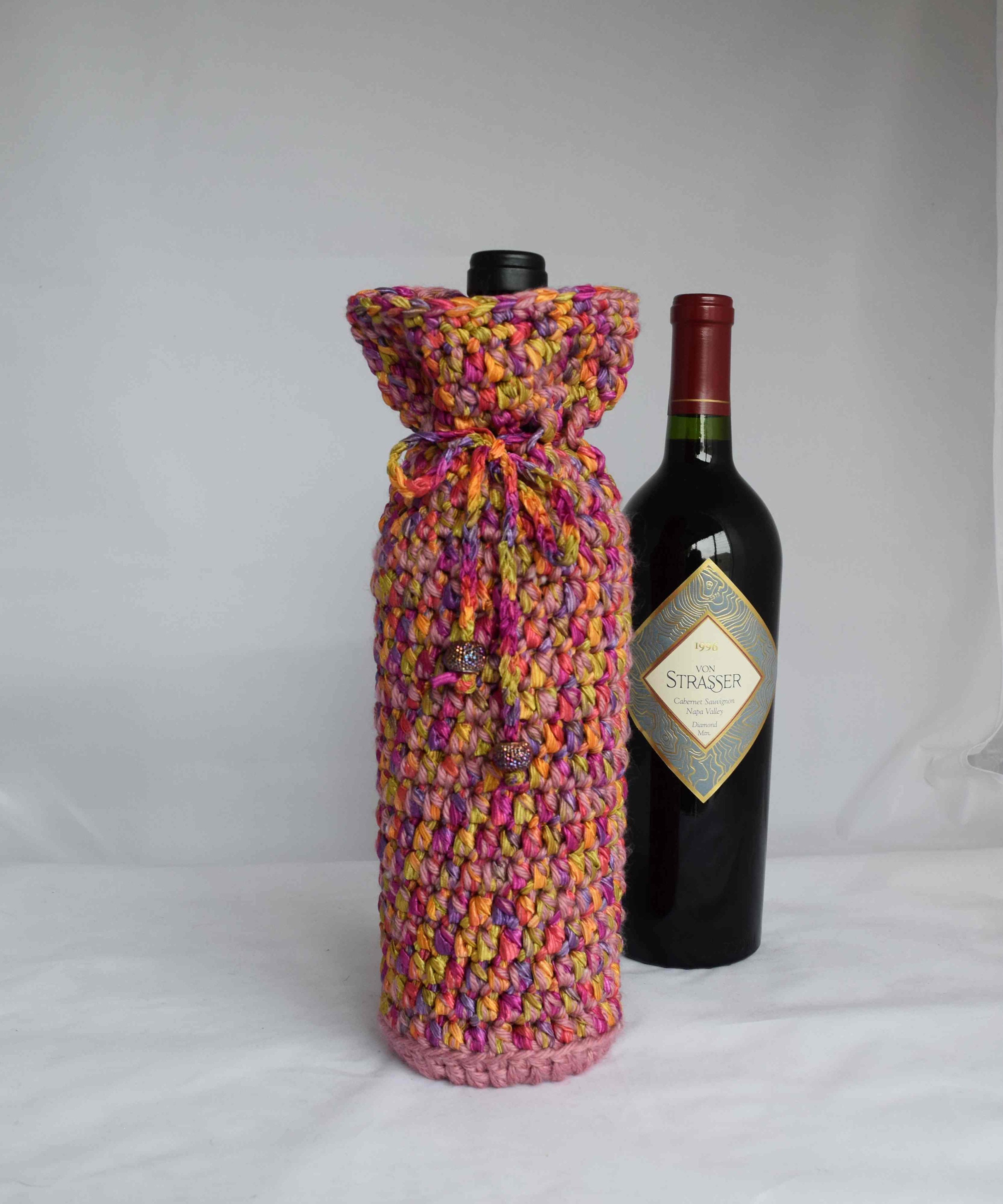 Wine Gift Wrap Wine Bottle Cover Pink Ribbon Etsy