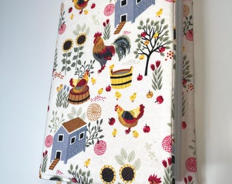Handmade Farmhouse Fabric Bible Cover | Chicken Print, Custom Fit