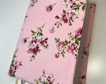 Pink Floral Bible Cover | Handmade Fabric Bible Case | Christian Gift | Custom Size Available