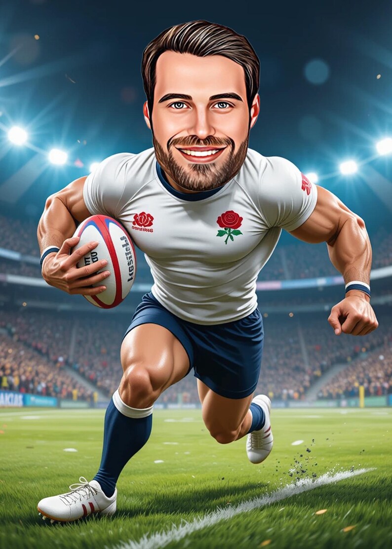 Personalized Rugby Cartoon Portrait | Custom Caricature Gift - Etsy
