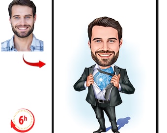 Personalized Computer Engineer Cartoon Portrait | Custom IT Manager Caricature from Photo | Funny Tech Gift for Engineer | Digital Artwork